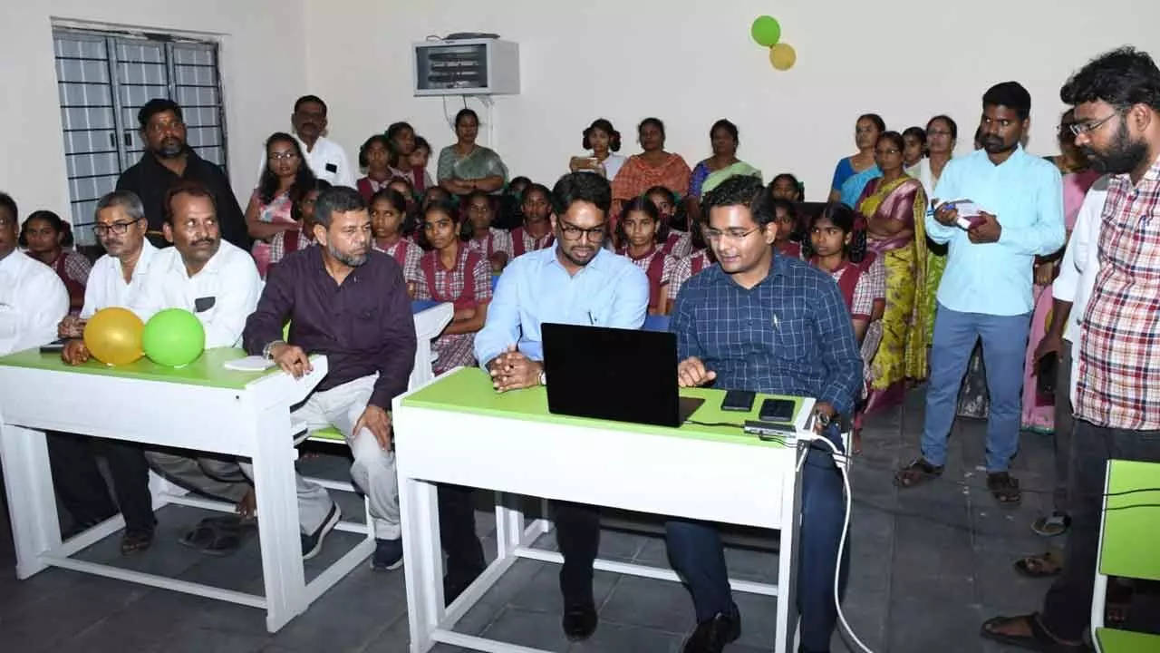 District Collector Adarsh Surabhi and Additional Collector Sanchit Gangwar inaugurate Coding School at Gopalpet KGBV