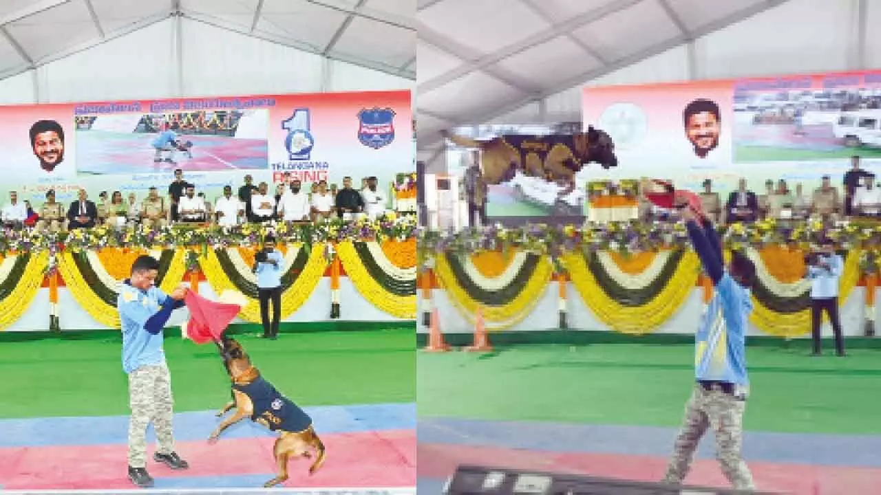 Dog squad captivates crowd at Vijayotsavalu