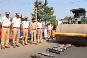 Hanamkonda Police Crush 261 Illegal Bike Silencers