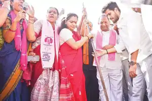 Kavitha goes ahead with ‘bhoomi puja’ for Telangana Thalli statue despite Gazette restrictions