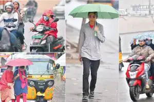 Residents Enjoy Cool Weather During Light Drizzle