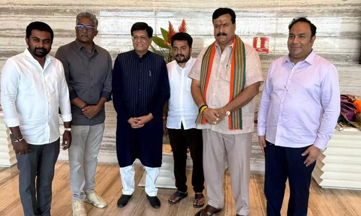 Union Minister Piyush Goyal received by Dr. Ponguleti Sudhakar Reddy in Bengaluru
