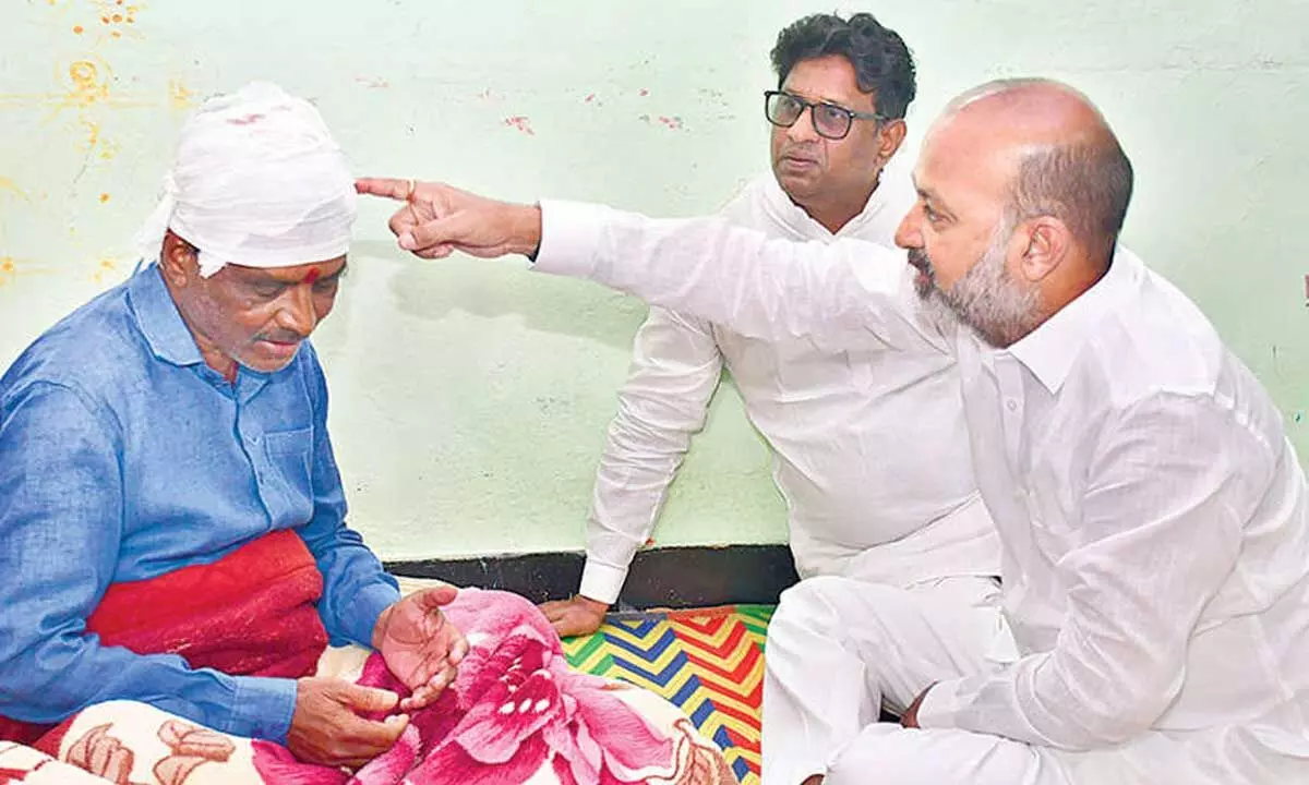 Bandi Sanjay visits injured BJP activist’s home