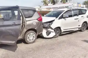 Uttam barely avoids accident