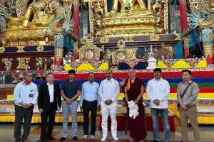 Bandi visits Tibetan refugee center in Bylakuppe, Karnataka