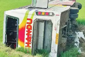 Bus overturns in rural area