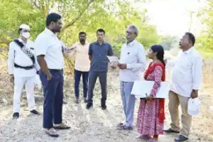 Collector Rajiv Gandhi Hanumanthu visits site for new residential school inspection