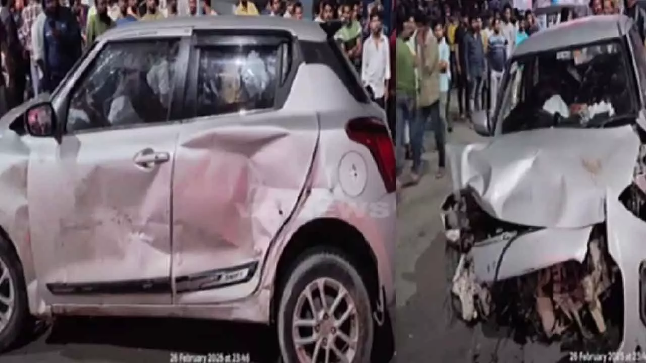 Five injured as car crashes into Metro pillar in Hyderabad