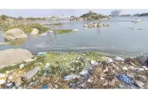Nizampet residents protest neglect of lake