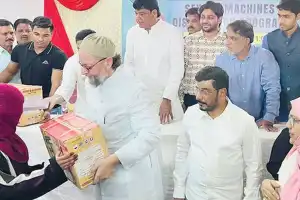 Owaisi hands out sewing machines to women