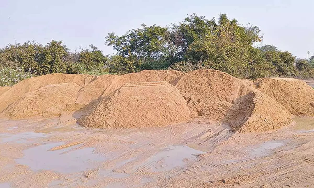 Unauthorized sand dumping at Suraram Bridge