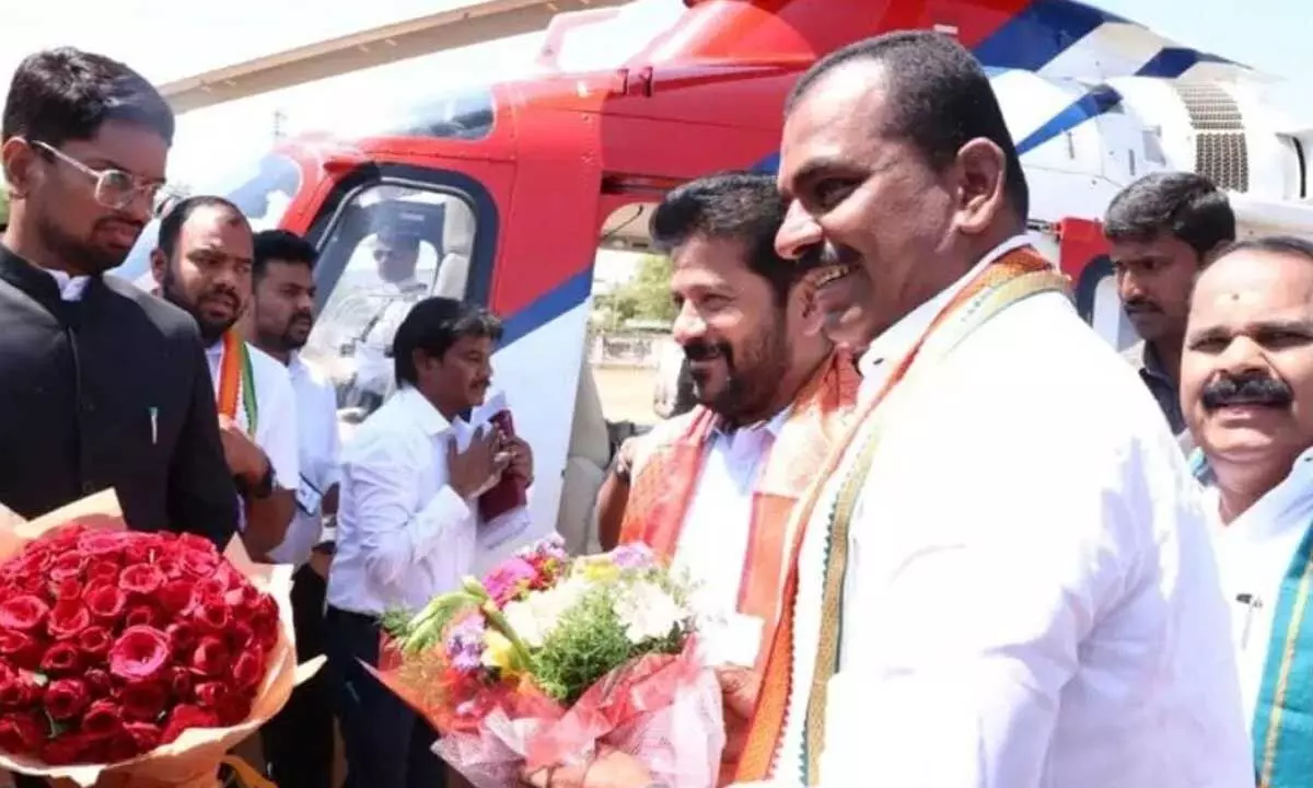 CM Revanth Reddy arrives in Wanaparthy district, receives warm welcome from leaders