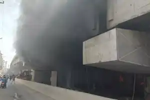 Fire erupts near Amberpet flyover