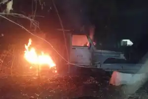 Government ambulance accidentally catches fire and is completely destroyed