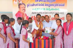 MLA G. Madhusudhan Reddy Hands Out Study Materials and Bicycles to Students