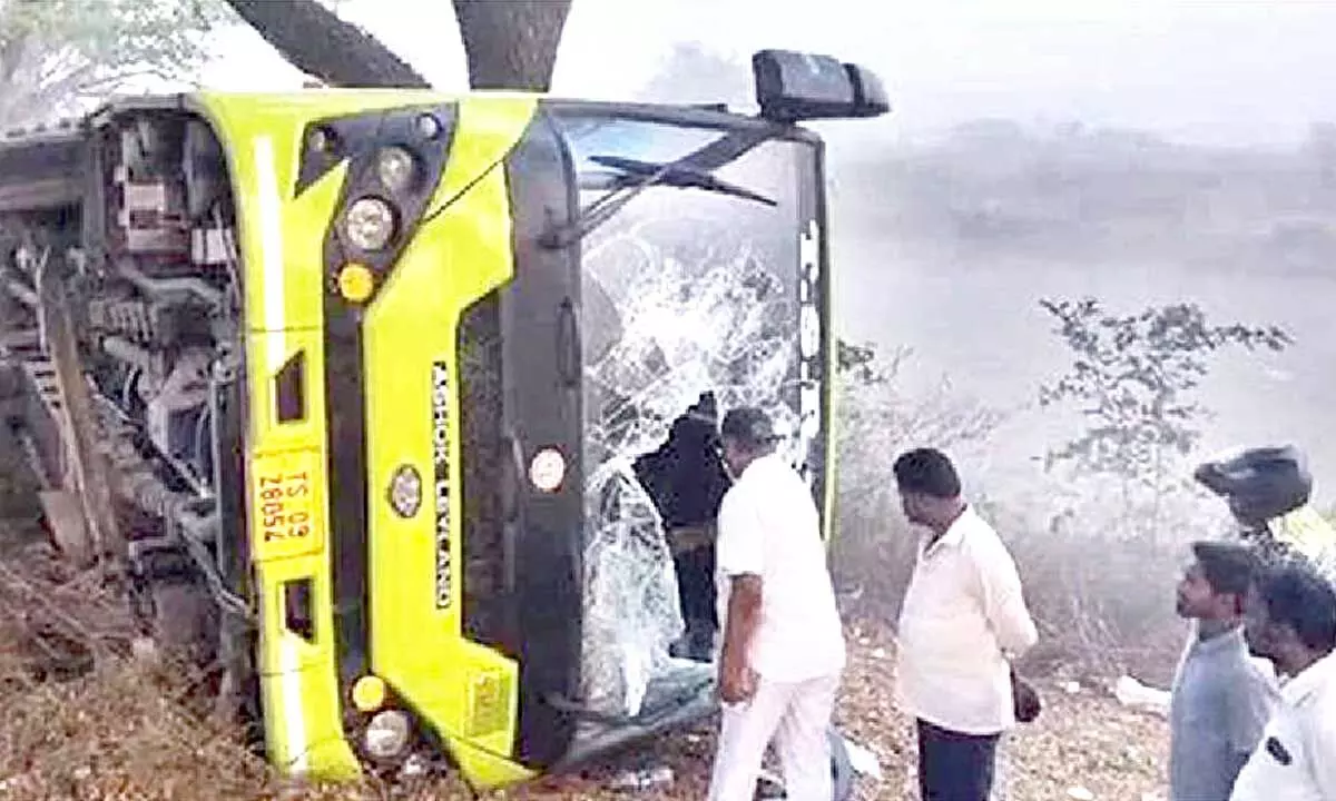 Multiple passengers hurt as TGRTC bus overturns