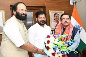 Telangana CM Revanth Reddy Meets Union Minister Prahlad Joshi to Discuss Pending Dues