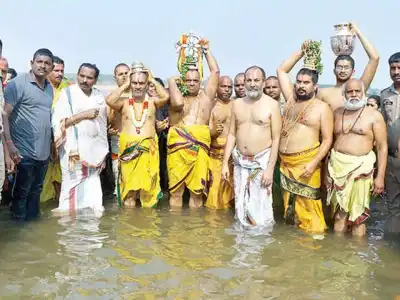 Chakrasnanam Ceremony Marks End of Bhadradri Brahmotsavams Festival