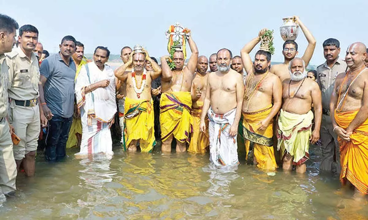 Chakrasnanam Ceremony Marks End of Bhadradri Brahmotsavams Festival
