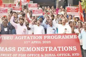 Indian Bank workers hold protest