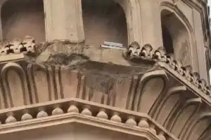 Plaster Falls from Charminar Minaret Causing Panic Among Tourists