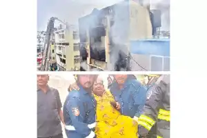 8 narrowly escape as big fire breaks out in building