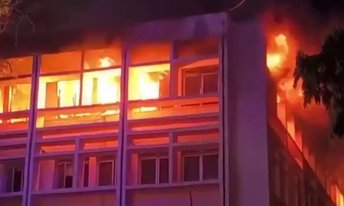 Fire at SBI office building in Secunderabad
