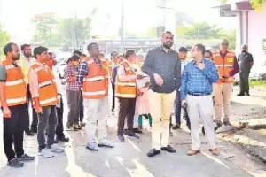 GHMC chief checks development works in Kukatpally
