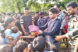Police give volleyballs and clothes to village affected by Maoist violence