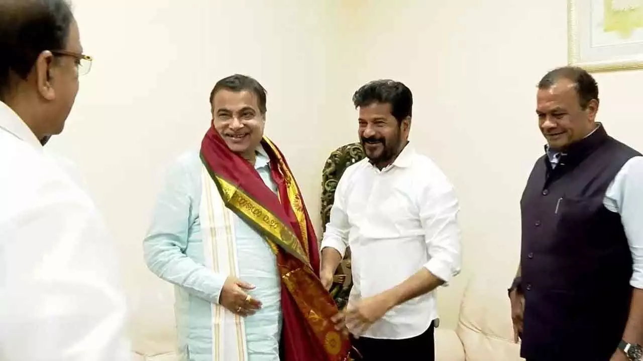 Revanth asks Gadkari for money to build roads