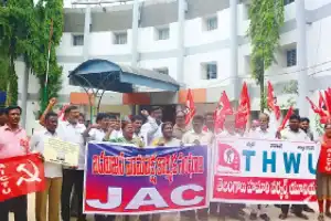 SKM and trade unions protest against central government’s policies