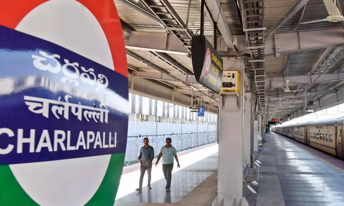 Strong winds tear off sheets at Cherlapally railway station