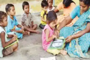 Anganwadi teachers teach students about safe and unsafe touch