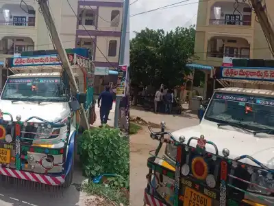Bolero Hits Electric Pole Near Sathya Sai Vidya Mandir in Gadwal, Avoiding Accident