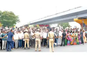 BRS leaders and activists gather in large numbers at BRKR Bhavan