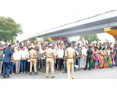 BRS leaders and activists gather in large numbers at BRKR Bhavan
