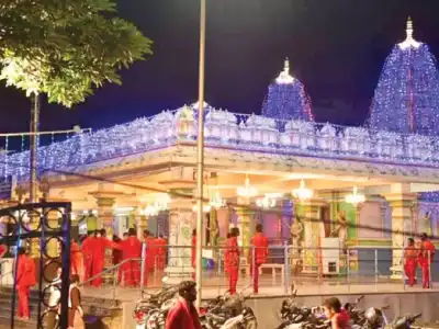 Shri Mahashakti temple decorated for Chaturdasha celebrations