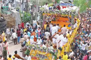 Worshippers sing and dance with joy