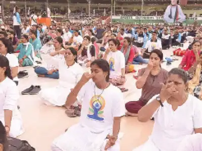 Yoga event held at LB stadium