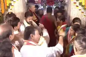 CM Revanth Reddy visits Ujjaini Mahankali Bonalu, gives silk robes