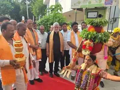 Gaddam Prasad attends Lal Darwaja Bonalu at Telangana Bhavan in Delhi