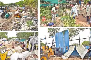 HYDRAA removes illegal structures in Musi riverbed, Moosapet