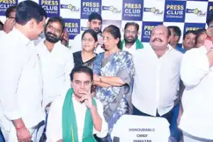 KTR attends Press Club debate while CM is in Delhi