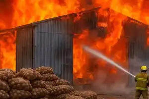 Large fire erupts at chips warehouse in Jagadgirigutta