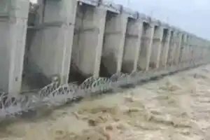 PJP Project Reservoir Almost Full; Spillway Gates Open