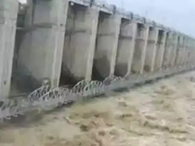 PJP Project Reservoir Almost Full; Spillway Gates Open