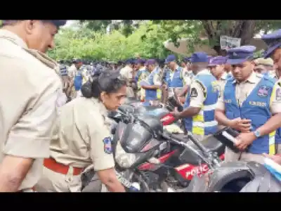 Police officer checks patrol vehicles and bikes