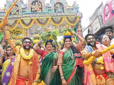 Thousands gather at Mahankali temple for Bonalu festival