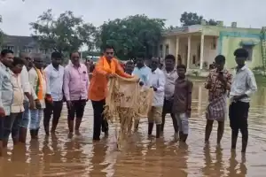 BJP Holds Protest at Aija PHC by Fishing in Stagnant Water to Highlight Negligence