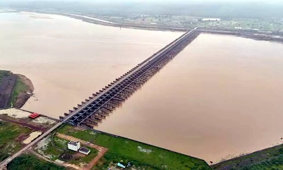 Heavy flooding strikes Kaleshwaram Triveni area during rains